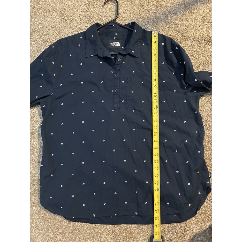 The North Face Women's Collared Cotton Pullover Shirt Large Rugby Navy Floral XL - Picture 6 of 7